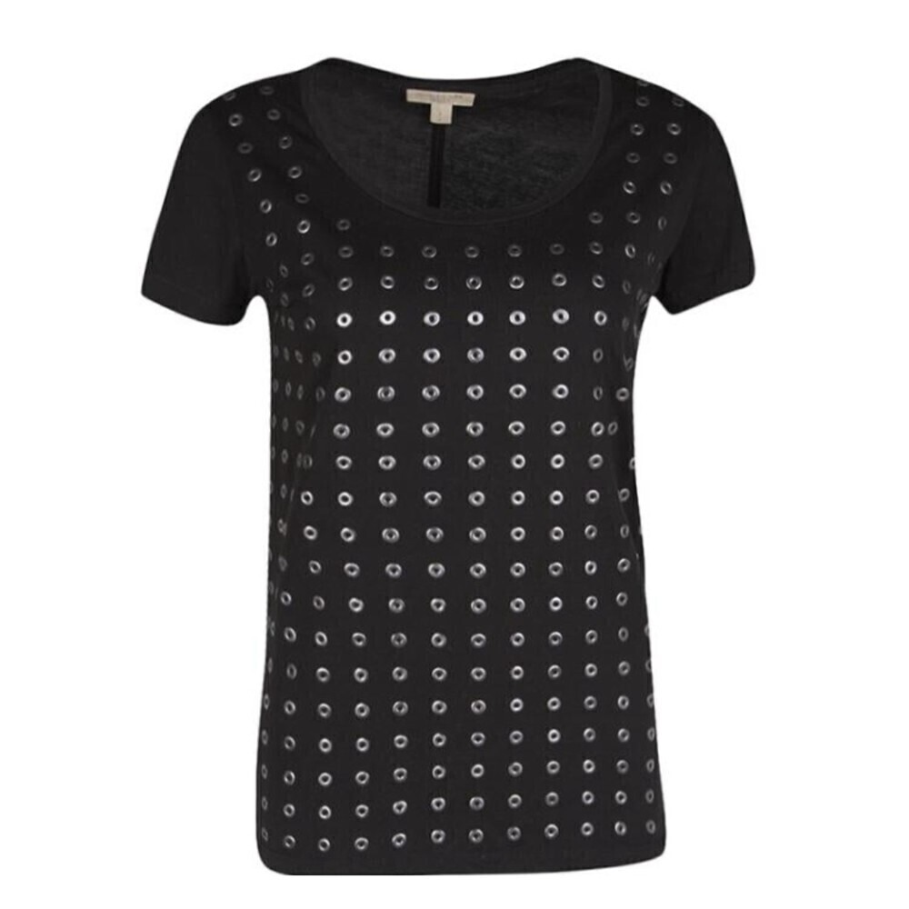 Burberry Britt Black Jersey Gromet Eyelet Embellished Short Sleeve T Shirt, XS